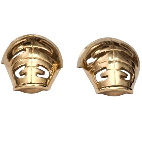 Givenchy Gold Tone Clip On Earrings J Style Half Loop, Signed - Picture 8 of 14